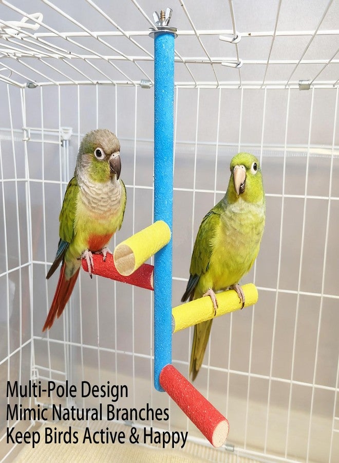 Hamiledyi Bird Perch Stand Toy Parrot Multi Branch Paw Grinding Stick Cage Accessories Playground Exercise Toys for Parakeet Cockatiel Conures Lovebird Finch - Image 2